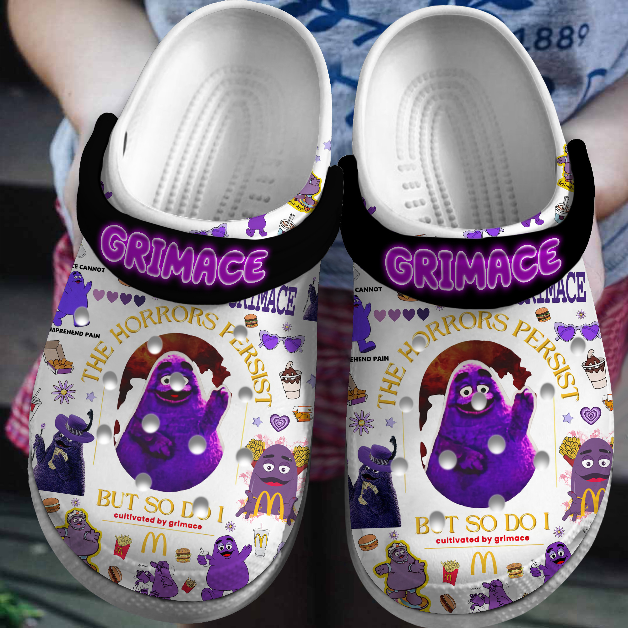 Footwearmerch The McDonald Grimace Shake Food Crocs Crocband Clogs Shoes Comfortable For Men Women and Kids