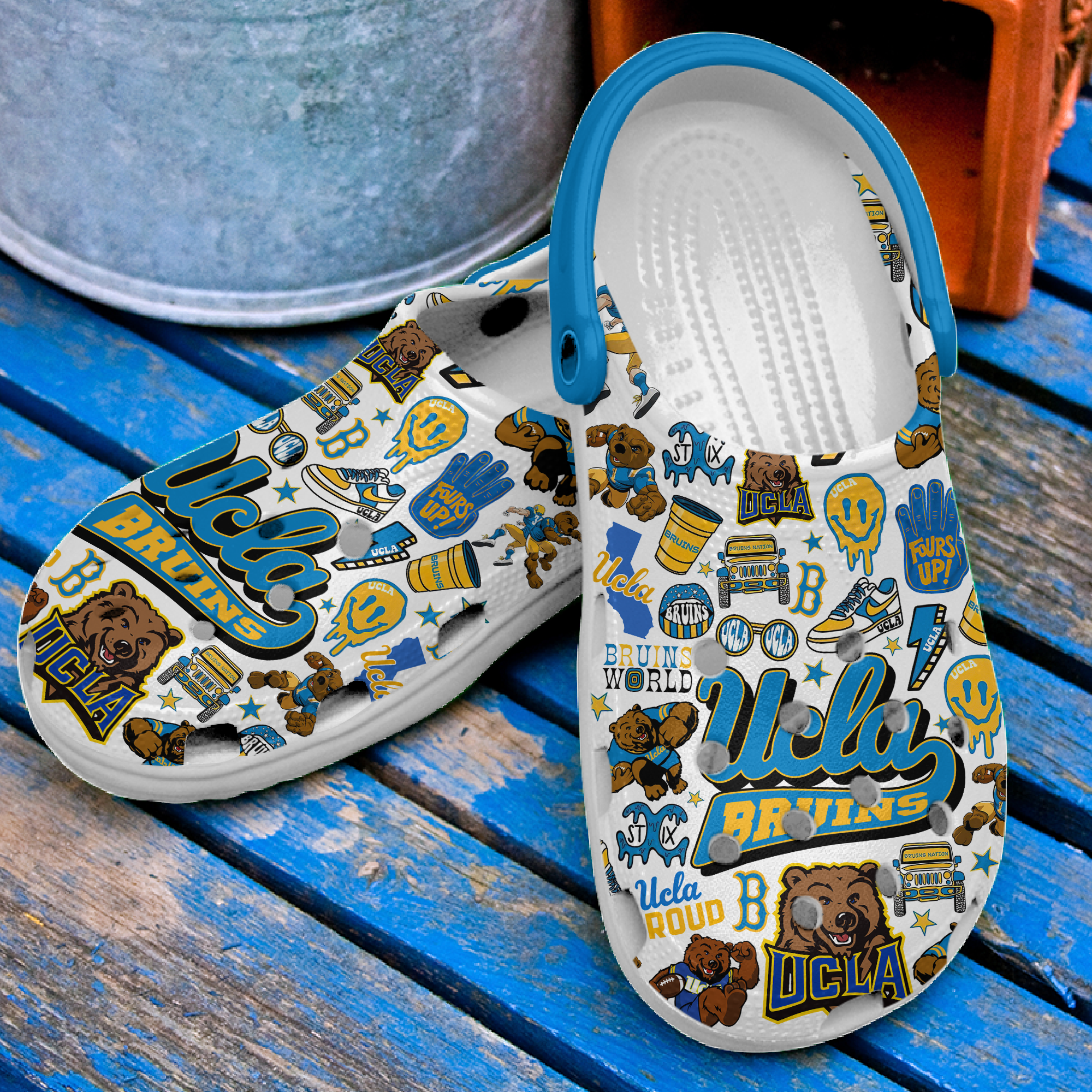 Footwearmerch UCLA Bruins NCAA Sport Crocs Crocband Clogs Shoes Comfortable For Men Women and Kids